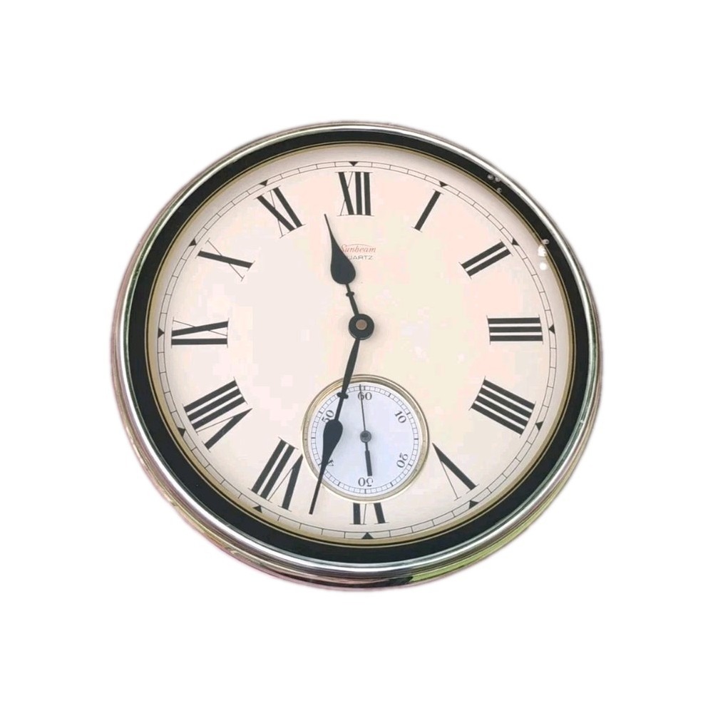 Sunbeam Gold Frame Quartz 13 in. Wall Clock w/ Second Dial Insert Model 882-1645